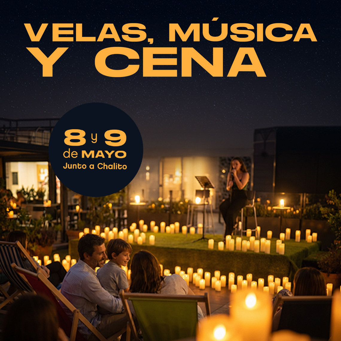 velas musica y cena