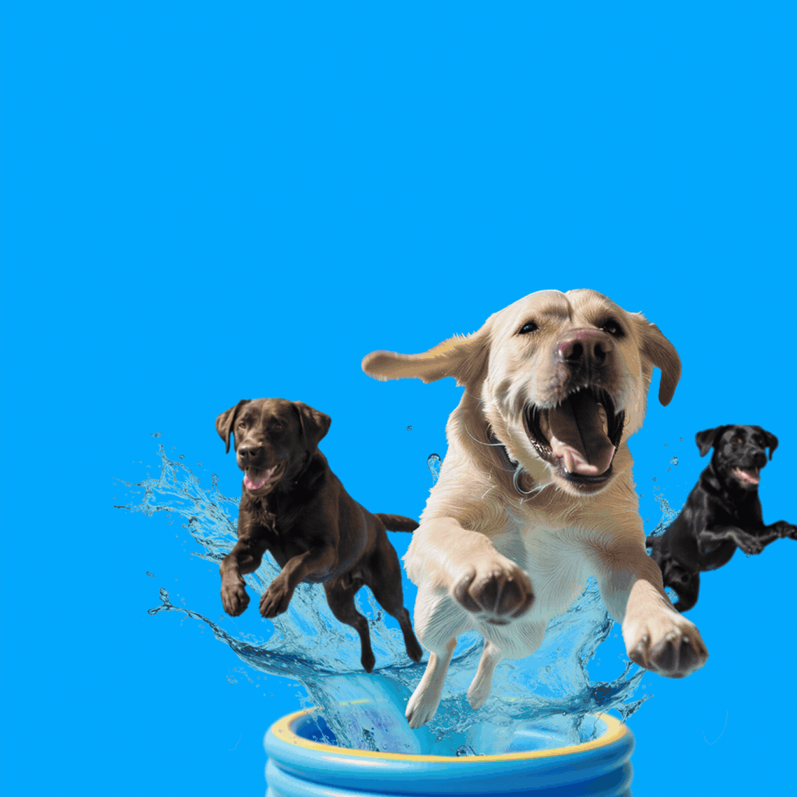 fiesta con piscinas para perros