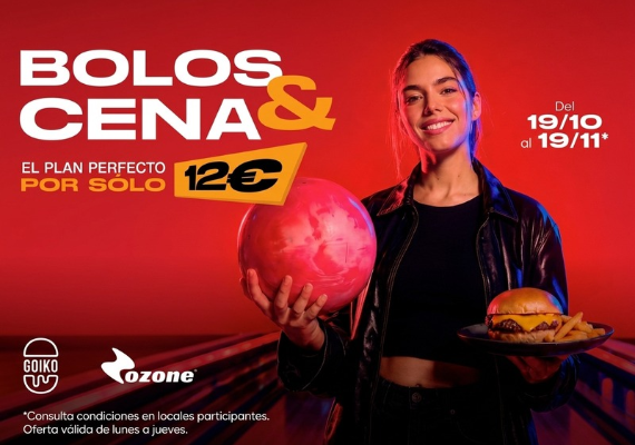 bolera y cena por 12e