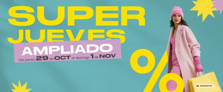 Super Jueves mujer llevando bolsas de compra con descuentos